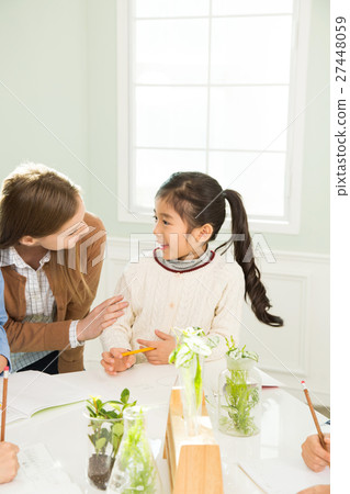 Young Student In Biology Class With A Female Teacher 27448059