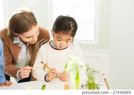 Young Student In Biology Class With A Female Teacher 27448069