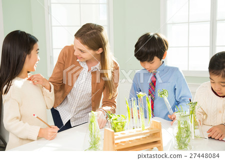 Young Students In Biology Class With A Female Teacher Young Students In Biology Class With A Female Teacher 27448084