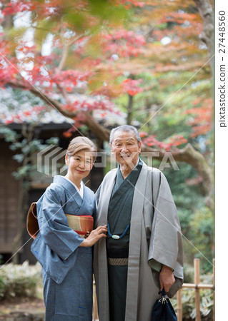 Senior couple kimono Japanese style clothing image 27448560