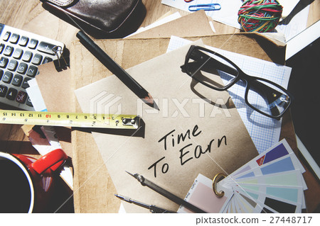 Time to Earn Income Profit Financial Transaction Concept Time to Earn Income Profit Financial Transaction Concept 27448717