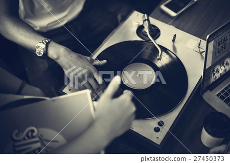Turntable Vinyl Record DJ Scratch Music Entertainment Concept 27450373