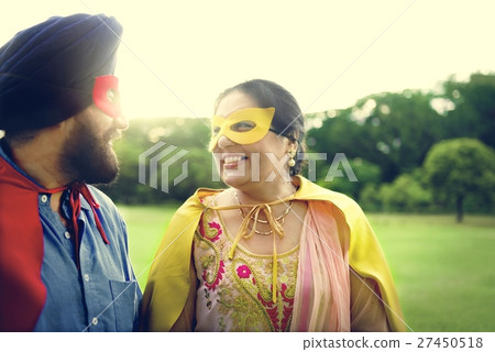 Indian Couple Superheroes Love Concept Indian Couple Superheroes Love Concept 27450518