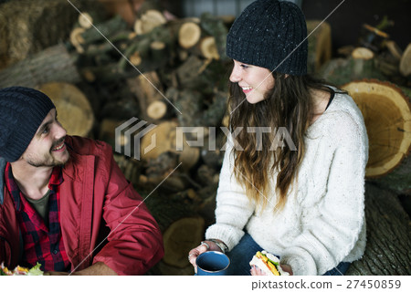 People Friendship Camping Sawmill Relaxation Togetherness Concept 27450859