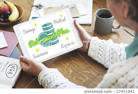 Retirement Senior Plan Coins Investment Graphic Concept 27451841