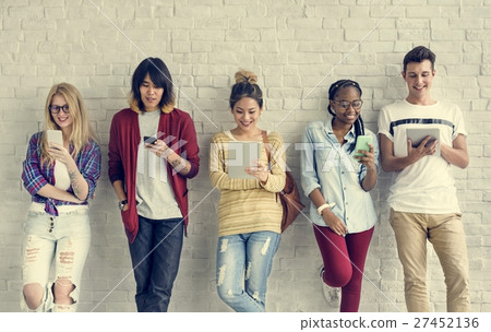 Young Diversity Standing Row Smiling Young Diversity Standing Row Smiling 27452136