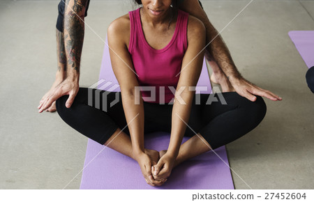Yoga Practice Exercise Class Concept Yoga Practice Exercise Class Concept 27452604