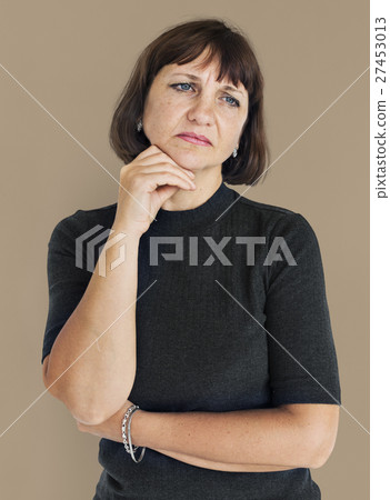 Woman Stressed Face Expression Concept 27453013