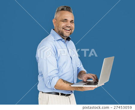 Cheerful Man Technology Gadget Concept 27453059