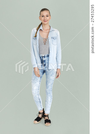 Woman Cheerful Studio Portrait Concept 27453295