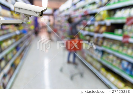 Security camera monitoring on the Abstract blurred photo of store in department store bokeh background, business shopping base on security concept Security camera monitoring on the Abstract blurred photo of store in department store bokeh background, business shopping base on security concept 27455228