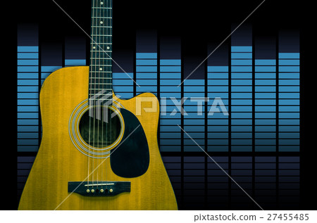 Guitar over the sound waves equalizer background, musical instrument concept Guitar over the sound waves equalizer background, musical instrument concept 27455485