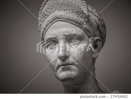 Head and shoulders detail of the ancient sculpture Head and shoulders detail of the ancient sculpture 27458402