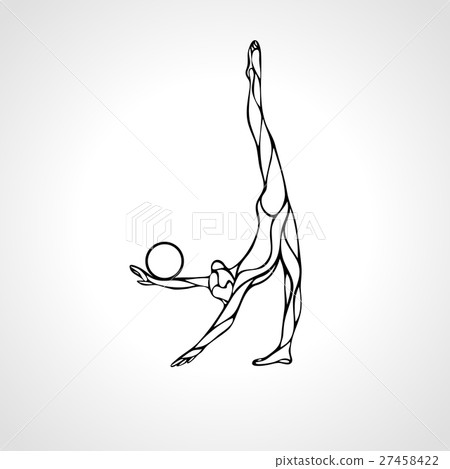Silhouette of art rhythmic gymnastic girl with 27458422