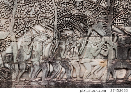 Relief of Bayon temple in Angkor monuments Relief of Bayon temple in Angkor monuments 27458663