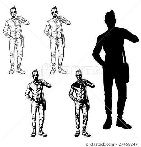 Set vector illustration of a fashionable guy 27459247