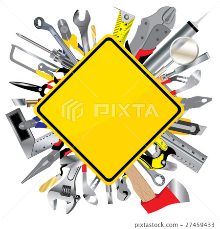 Construction tool of square sign yellow design.-插圖素材 [27459433] - PIXTA圖庫