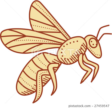 Bee Flying Mono Line Bee Flying Mono Line 27459547