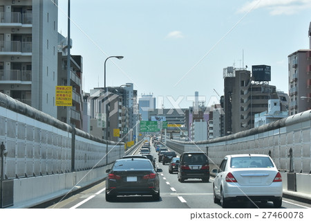 Traffic jam near Itabashi Junction on the Shuto Expressway Ikebukuro Line Traffic jam near Itabashi Junction on the Shuto Expressway Ikebukuro Line 27460078