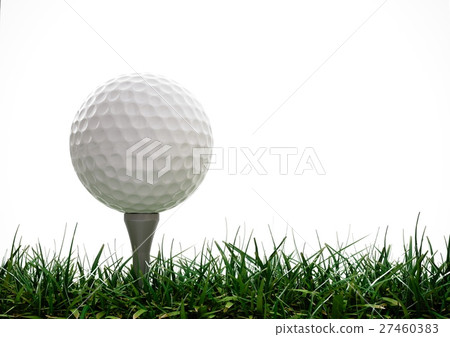 Golf ball  with tee in the grass 27460383
