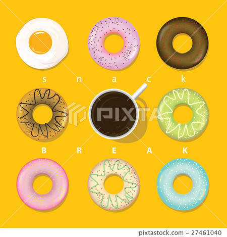 Various snacks circular shape present in pop art 27461040