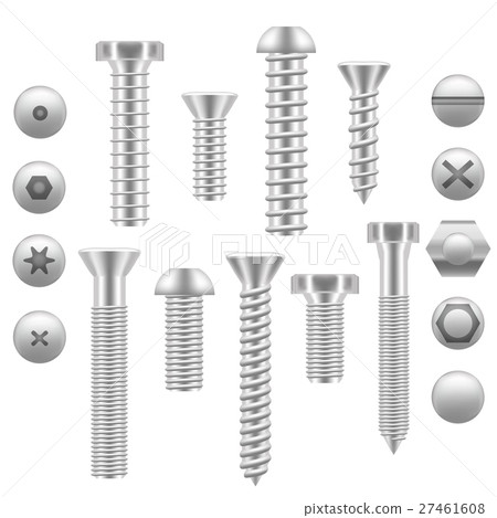 Realistic Screw Icon Set Different Shapes. Vector Realistic Screw Icon Set Different Shapes. Vector 27461608