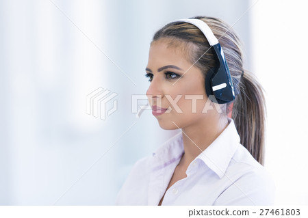 Female customer support operator with headset and Female customer support operator with headset and 27461803