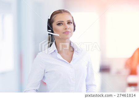 Female customer support operator with headset and Female customer support operator with headset and 27461814