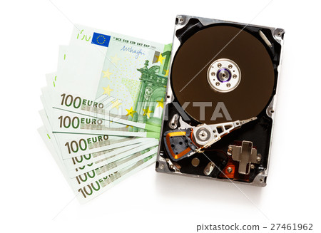 One hundred euro banknotes and hardisk 27461962