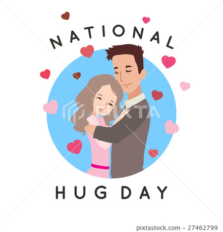 Hug day greeting card with couple in love. Vector 27462799