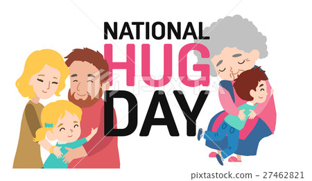 Hug day poster with happy family. Vector - Stock Illustration [27462821 ...