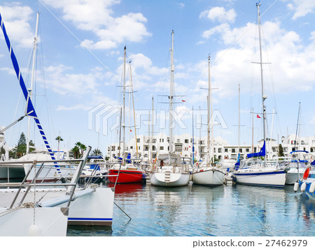Sea port El Kantaoui, Tunisia. Many yachts Sea port El Kantaoui, Tunisia. Many yachts 27462979