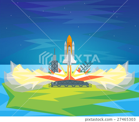 Cartoon Start Space Shuttle. Vector Cartoon Start Space Shuttle. Vector 27465303