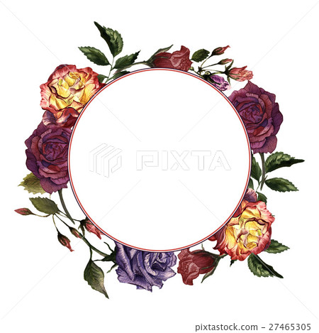 Wildflower rose flower frame in a watercolor style Wildflower rose flower frame in a watercolor style 27465305