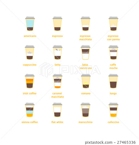 Coffee To Go Drinks Recipe Set. Vector 27465336