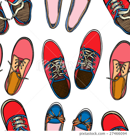 Seamless pattern with Sport shoes - Stock Illustration [27466094] - PIXTA