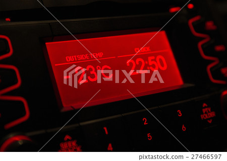 Low temperature on car display .Cold winter 27466597