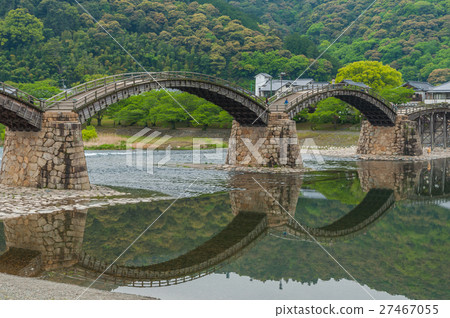 Kintaikyo bridge against cloudy sky 27467055