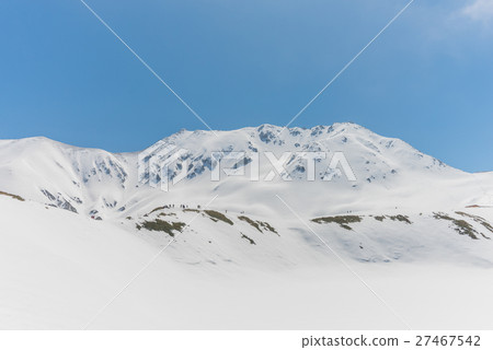 High mountains under snow with clear blue sky 27467542