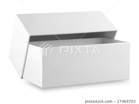 Open white cardboard box with lid Open white cardboard box with lid 27468703