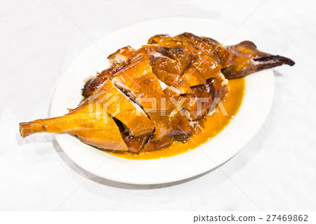 Chinese bbq roast goose served on plate Chinese bbq roast goose served on plate 27469862
