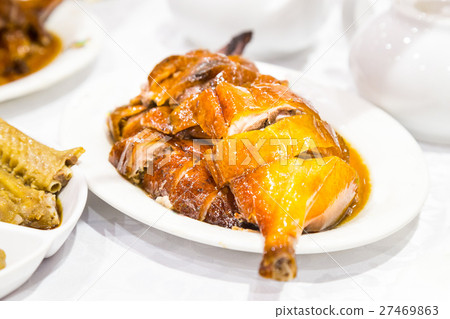 Chinese bbq roast goose served on plate Chinese bbq roast goose served on plate 27469863