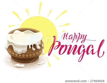 Happy Pongal lettering text for greeting card 27469926