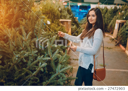 girl and Christmas tree girl and Christmas tree 27472903