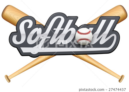 Softball symbol with tag and wooden bats 27474437