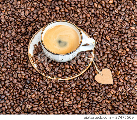 Cup coffee with paper heart. Love concept Cup coffee with paper heart. Love concept 27475509