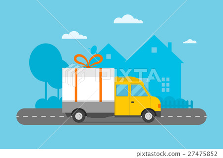 Delivery transport gift box truck vector Delivery transport gift box truck vector 27475852