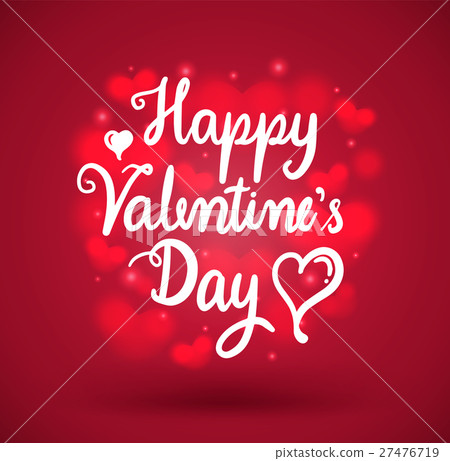 Happy Valentine's day lettering on red hearts back - Stock Illustration ...