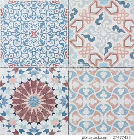 Beautiful old ceramic tile wall patterns in  park  27477425