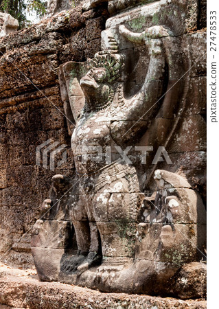 吳哥的Preia Kang的嘉魯達雕像仍然是小組 27478533